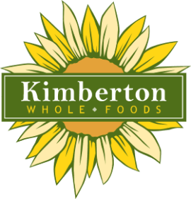 Kimberton Whole Foods logo with sunflower design on a black background